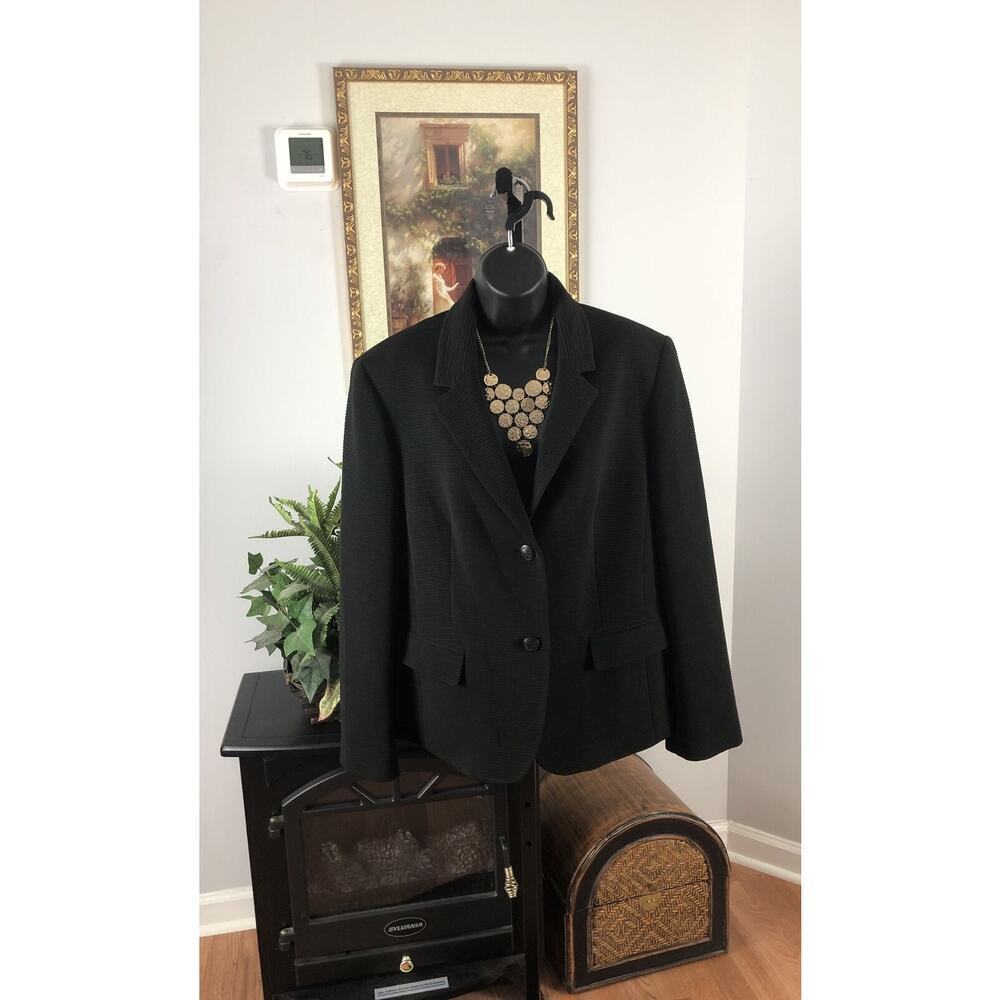 Nine West Women’s 16 Jacket Open Front Long Sleeve Lapel Collar Black Lined